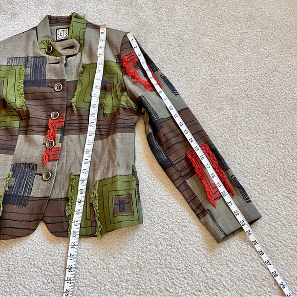 Vintage BETS by Canvasbacks Fringe Textured Art Deco Blazer Jacket—SZ. 8 - Picture 14 of 17